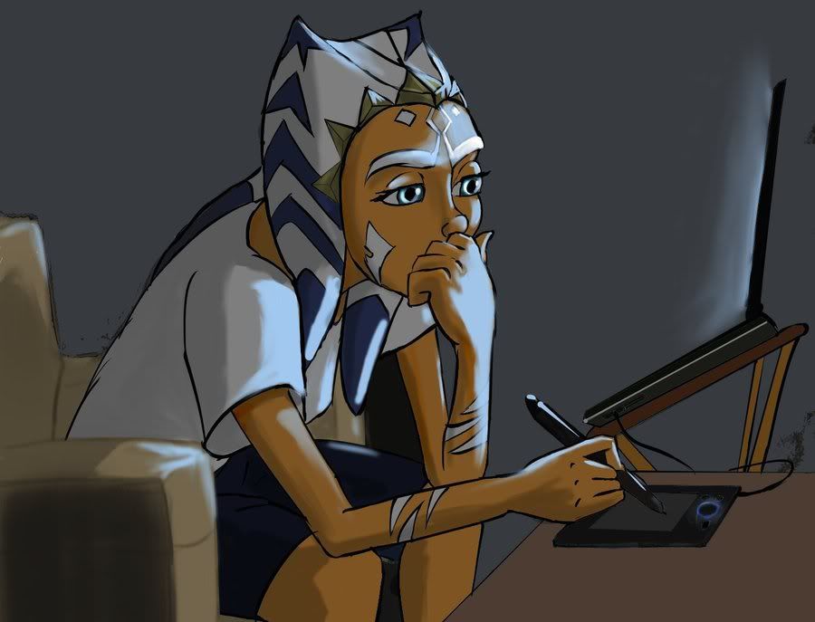 THIS ONE IS AHSOKA DOING DIGITAL DRAWING IN THE SAME WAY I DO MINE 
