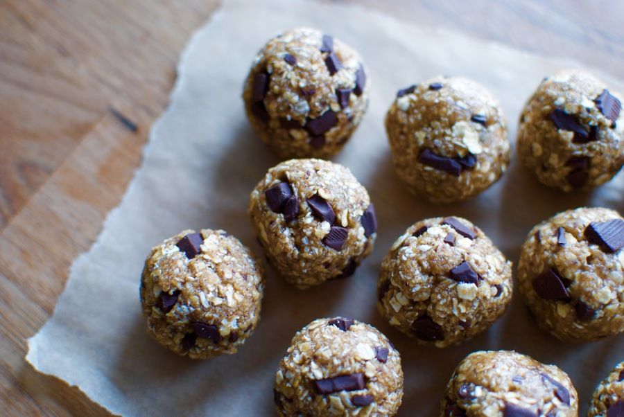 Peanut butter chocolate chip cookie dough snack balls
