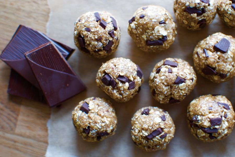Peanut butter chocolate chip cookie dough snack balls