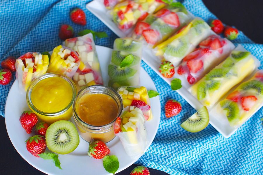 picnic food sweet fruit rice paper rolls